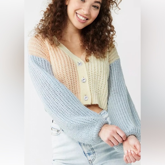 Pastel Colorblock Knit Cardigan Sweater - Picture 2 of 12